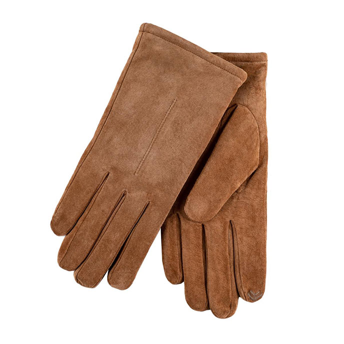 Isotoner Ladies One Point Suede Smartouch Glove Tan Extra Image 1